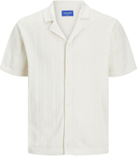 Jorvalencia Structure Knit Ss Polo Sn Tops Shirts Short-sleeved White Jack & J S