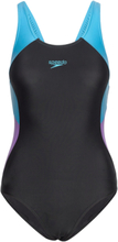 Womens Colourblock Splice Muscleback Sport Swimsuits Black Speedo