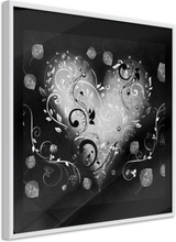 Plakat - Ornamented Heart - 20 x 20 cm - Hvid ramme