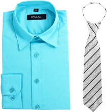 Turkis/grå skjorte med slips