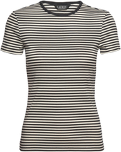 Striped Stretch Cotton Crewneck Tee Tops T-shirts & Tops Short-sleeved Black Lauren Ralph Lauren