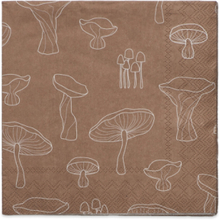Napkin Fungi Home Textiles Kitchen Textiles Napkins Paper Napkins Brown Cooee Design