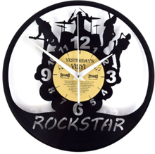 Vinyl Klok Rockstar Rockband - Gemaakt Van Een Gerecyclede Plaat