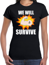 We will survive t-shirt coronacrisis zwart voor dames