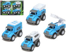 Samling med små lastbilar Blå