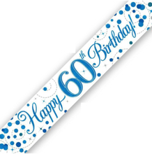 Happy 60th Birthday - 2,7 Meter Hvit og Blå Holografisk Banner