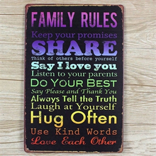 Emaljeskilt Family Rules #2