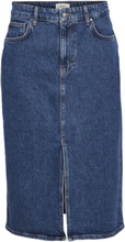 Objellen Midi Denim Skirt Noos Knælang Nederdel Blue Object