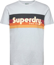 Cali Striped Logo T Shirt Tops T-Kortærmet Skjorte Blue Superdry