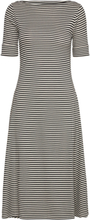 Striped Stretch Cotton Midi Dress Knælang Kjole Black Lauren Ralph Lauren