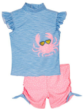 Playshoes UV-beskyttelse badesæt krabbe blå-pink