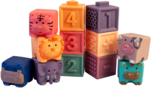 Soft Building Blocks W. Numbers And Animals 12 Pcs Toys Building Sets & Blocks Building Blocks Multi/patterned Magni Toys