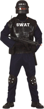 Svart og Blått SWAT Kostyme til Mann