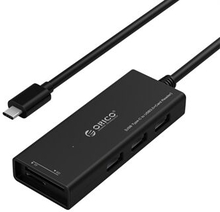 ORICO CH3SF-BK Superspeed USB3.0 Type-C til 3 USB-porte Hub med TF/SD-hukommelseskortpladser til Mac