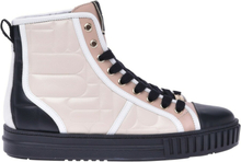 High-top trainers in black and cream leather