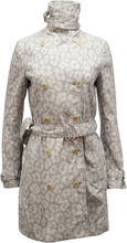 Stella McCartney Snow Leopard Print Double-Breasted Coat i Light Grey Polyester