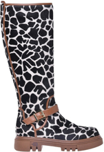 Boots in black and white pony hair calf