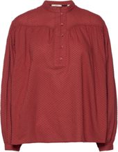 Dobby Texture Blouse Tops Blouses Long-sleeved Red Esprit Casual