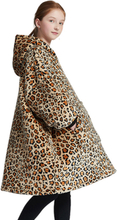 Kinder snuggie met capucohon - fleece poncho kind - leopard