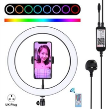 PULUZ 12 tommer RGB Dæmpbar LED- Ring Vlogging Selfiefotografering Videolys med koldsko Stativ Head