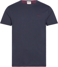 Contrast Logo Ss T-Shirt Tops T-Kortærmet Skjorte Blue GANT