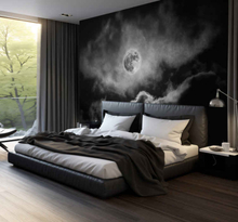 Maan en wolken slaapkamer fotobehang