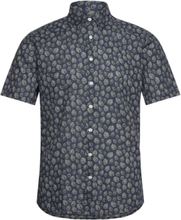 Leaf Printed Shirt S/S Tops Shirts Short-sleeved Navy Lindbergh