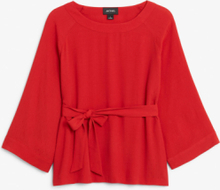 Belted boat neck blouse - Red
