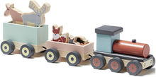 Animal Wood Train Edvin Toys Baby Toys Pull Along Toys Multi/mønstret Kid's Concept*Betinget Tilbud