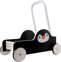 Magni Walker Cart Penguin Toys Baby Toys Push Toys Svart Magni Toys*Betinget Tilbud