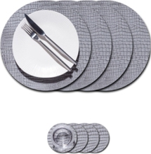 Gift Set Mat Circle M Croco 4 Pcs Home Textiles Kitchen Textiles Placemats Grey LIND DNA