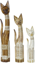 Dekorativ figur DKD Home Decor Katte (3 pcs) (14 x 7,5 x 80 cm) (12 x 6,5 x 60 cm) (16 x 7.5 x 100 cm)