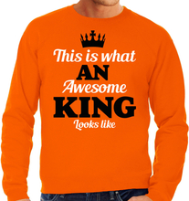 Koningsdag sweater voor heren - awesome King - oranje - oranje feestkleding