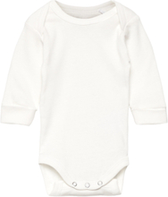 Baby Body Long Sleeve Cotton Bodies Long-sleeved Hvit Little B*Betinget Tilbud