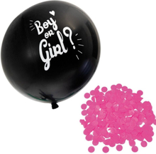 Svart Gender Reveal Ballong med Rosa Konfetti - 60 cm