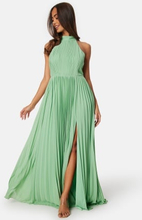 Bubbleroom Occasion Pleated Halter Neck Gown Green 36