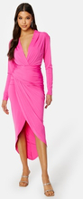 John Zack Long Sleeve Rouch Dress Hot Pink XL (UK16)