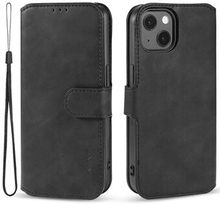 DG.MING Til iPhone 14 Plus Anti-ridse PU Læder Pung Telefon Case Stand Retro stil Magnetisk lukning