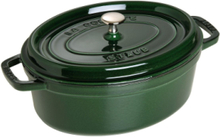 La Cocotte - Oval Cast Iron, 3 Layer Enamel Home Kitchen Pots & Pans Casserole Dishes Green STAUB