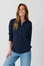 Gina Tricot - Slub shirt - pellavapaidat - Blue - S - Female