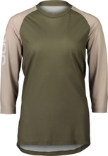 POC Women's MTB Pure 3/4 Jersey Epidote Green/Light Sandstone Beige Langermede treningstrøyer S