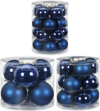 Kerstversiering glazen kerstballen donkerblauw 6-8-10 cm pakket van 38x stuks