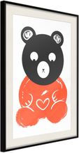 Plakat - Teddy Bear in Love - 40 x 60 cm - Sort ramme med passepartout