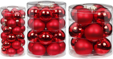 62x stuks glazen kerstballen rood mix 4, 6 en 8 cm glans en mat