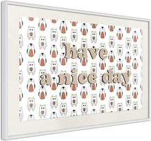 Plakat - Animals Wish a Nice Day - 60 x 40 cm - Hvid ramme med passepartout