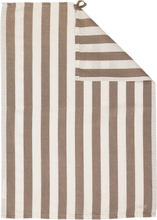 Ernst Bredstripete kjøkkenhåndkle, gråbrun/hvit
