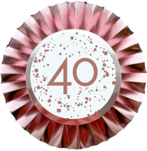 40 År - Rosegull Rosette Button/Badge 11 cm