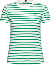 1985 Slim Slub C-Nk Ss Tops T-shirts & Tops Short-sleeved Green Tommy Hilfiger