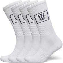 Th Men Crew Sock 4P Monogram Locker Underwear Socks Regular Socks White Tommy Hilfiger