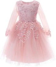 Różowa sukienka dla dziewczynki na wesele, modna sukienka dziecięca a683